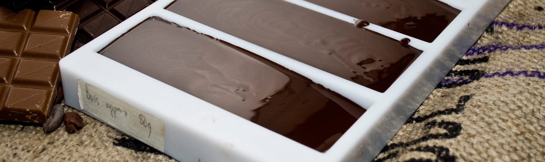 chocolate mould on a burlap sack